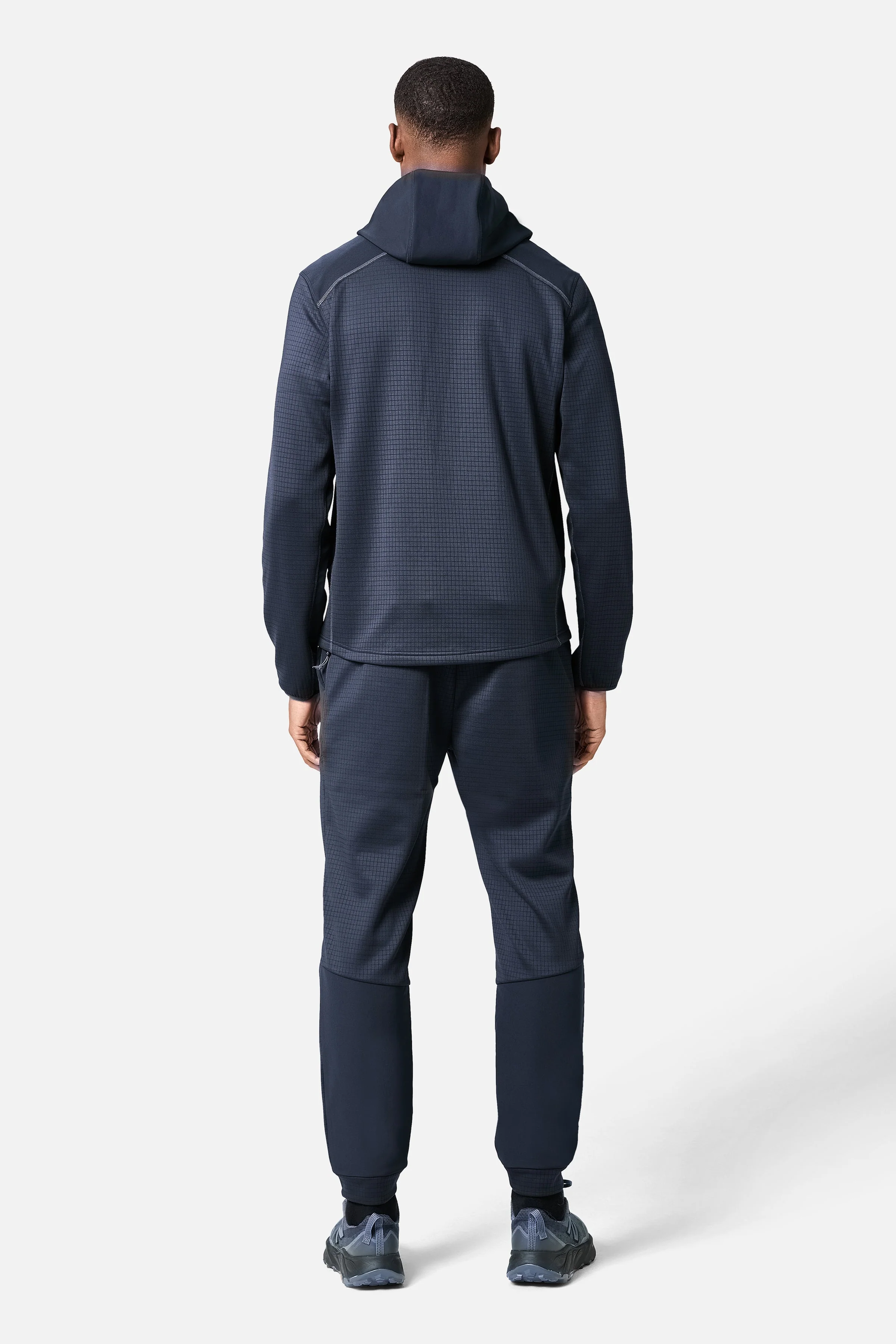District Gridded Fleece Tracksuit - Deep Ocean/Storm Grey - Image 3