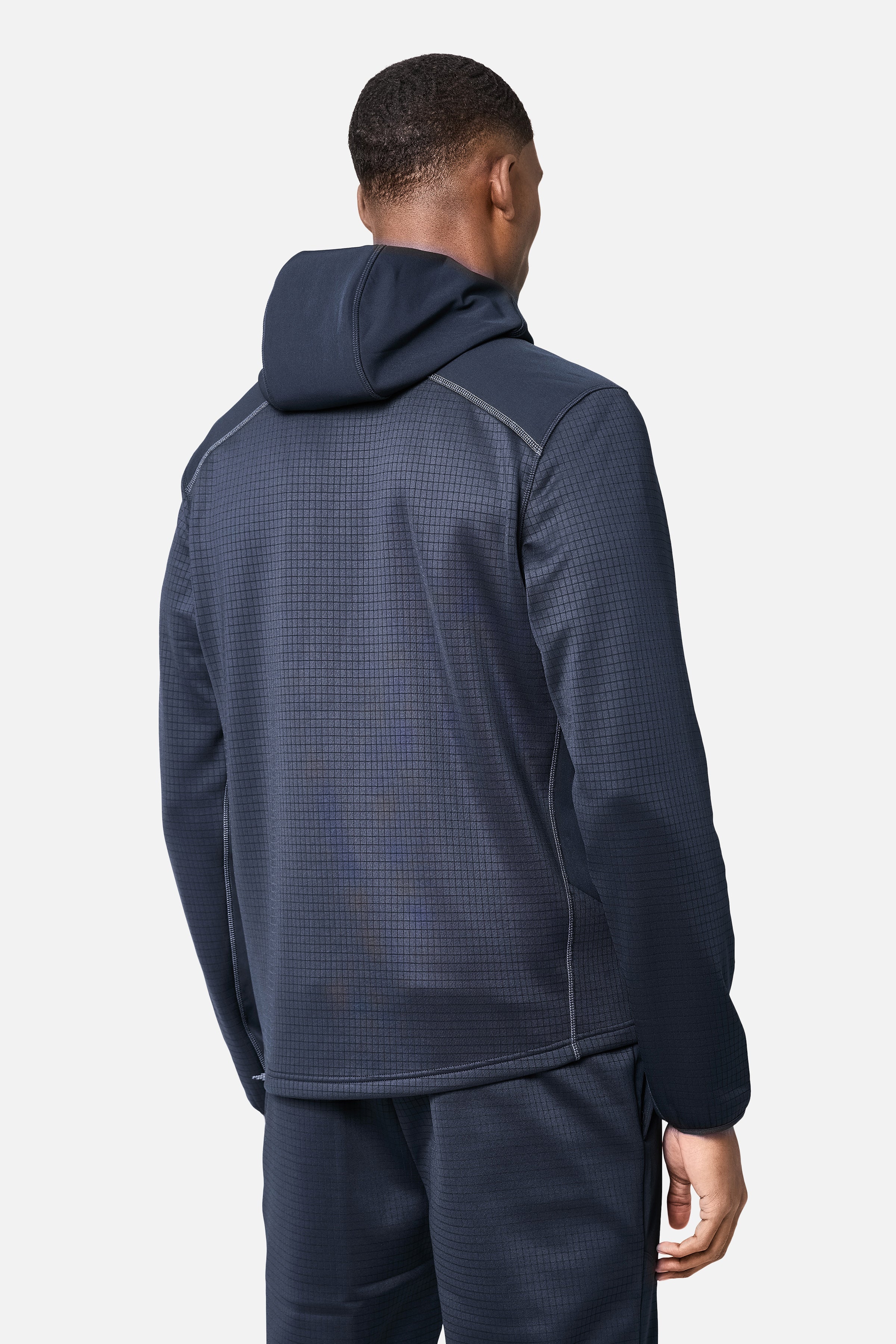 District Gridded Fleece Tracksuit - Deep Ocean/Storm Grey - Image 4